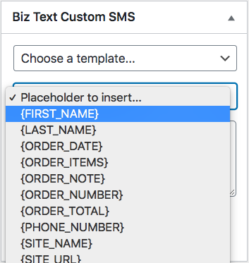 Screenshot for Custom SMS Placeholders to Insert