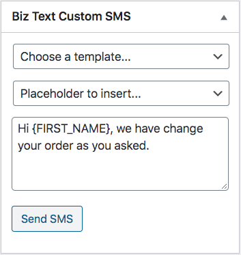 Screenshot for Order Details Custom SMS Message